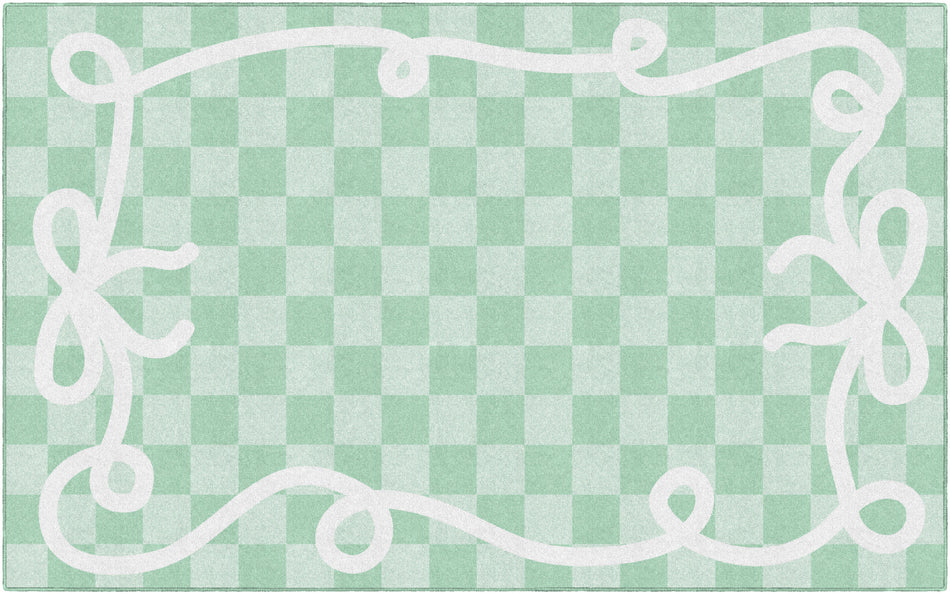 BOW BORDER IN MINT RECTANGLE CARPETS 7'6" X 12'
