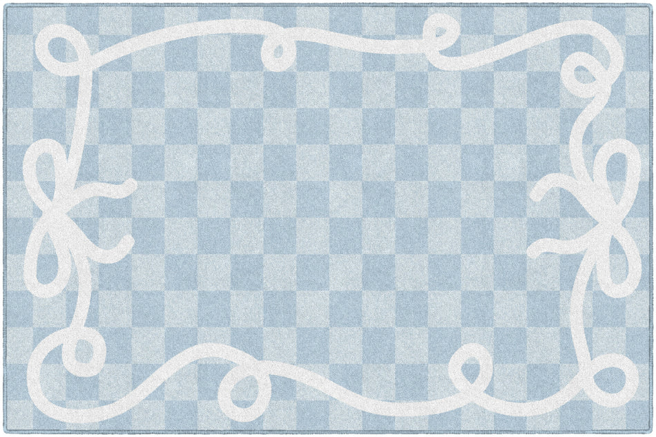 BOW BORDER IN BLUE RECTANGLE CARPETS 5' X 7'6"