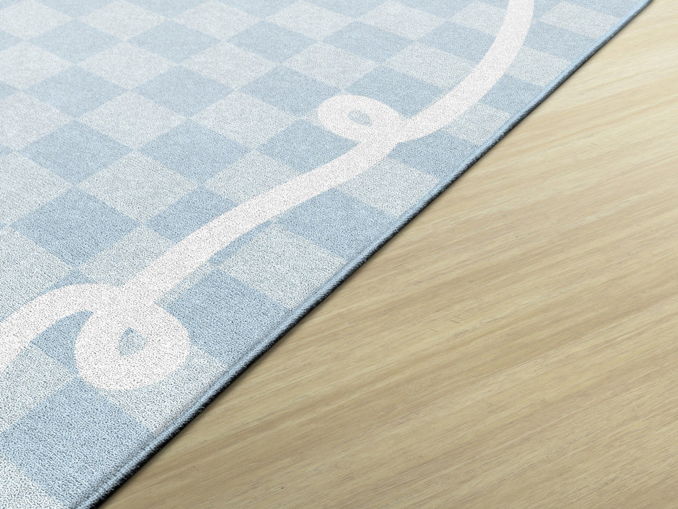 BOW BORDER IN BLUE RECTANGLE CARPETS 5' X 7'6"