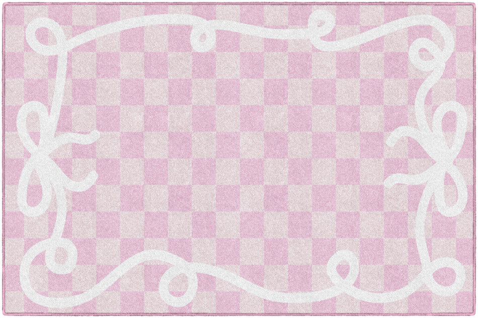 BOW BORDER IN PINK RECTANGLE CARPETS 5' X 7'6"