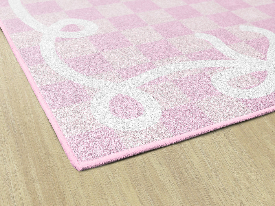 BOW BORDER IN PINK RECTANGLE CARPETS 5' X 7'6"