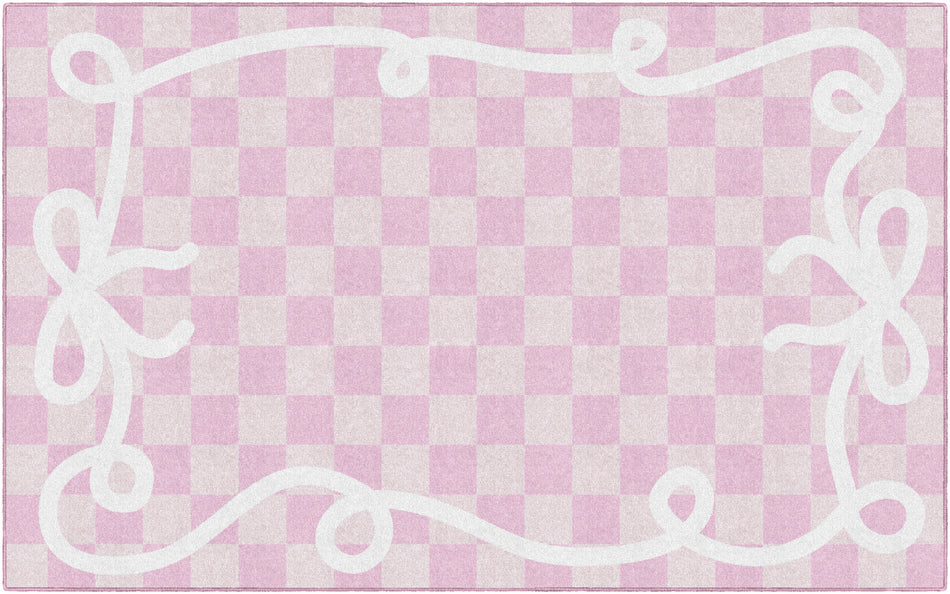 BOW BORDER IN PINK RECTANGLE CARPETS 7'6" X 12'
