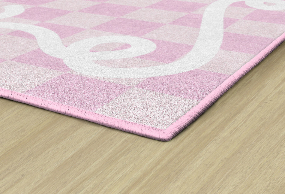 BOW BORDER IN PINK RECTANGLE CARPETS 7'6" X 12'