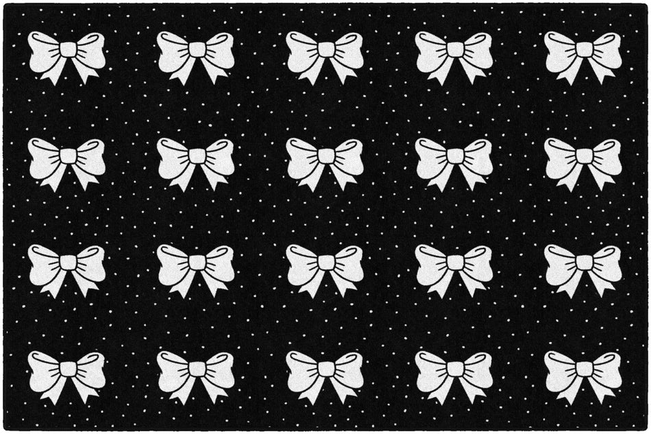 BLACK AND WHITE BOW SIT SPOTS RECTANGLE CARPETS 5' X 7'6"