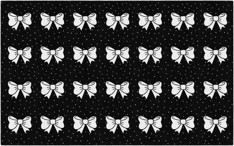 BLACK AND WHITE BOW SIT SPOTS RECTANGLE CARPETS 7'6" X 12'