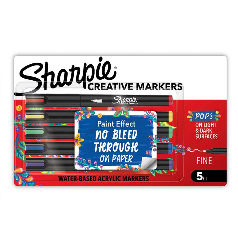 Creative Acrylic Markers, Fine Tip, Core Colors, 5 Count