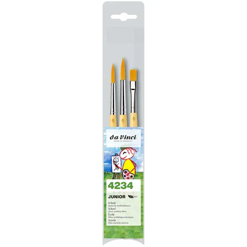 JUNIOR Synthetics Student Brushes, Synthetic, Acrylic & Tempera, Assorted, 3 Brush Set