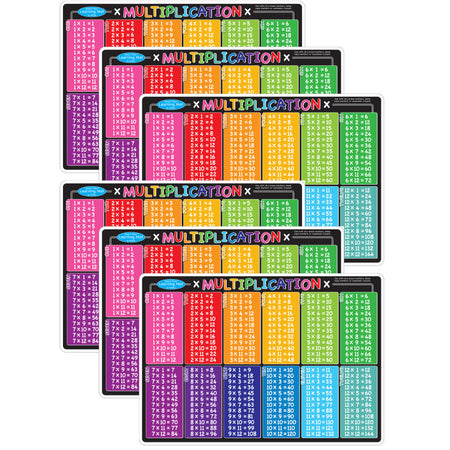 Smart Poly&trade; Learning Mat, 12" x 17", Double-Sided, Multiplication, Pack of 6