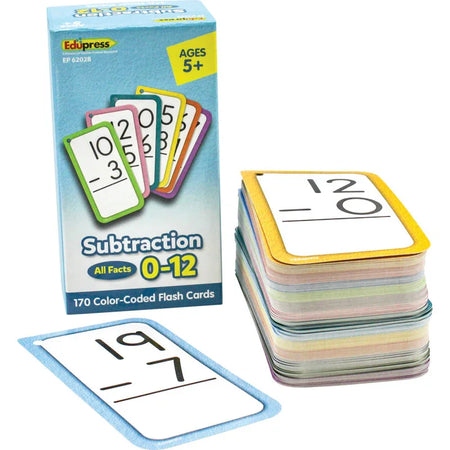 Subtraction Flash Cards - All Facts 0-12