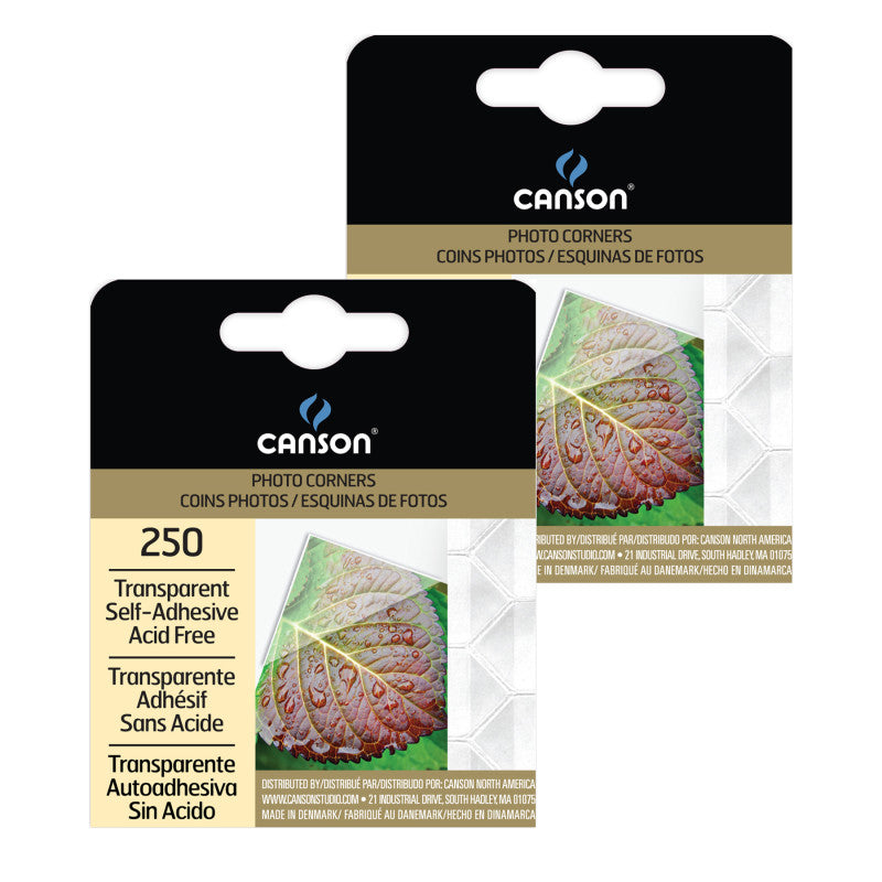 Canson Self-Adhesive Photo Corners, Transparent, 250 Per Pack, 2 Packs