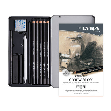 Rembrandt Charcoal Sketching Set Tin, Artist Pencils, Assorted, 11 Pieces