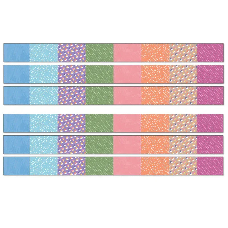 Crafty and Cool Patchwork Straight Bulletin Board Borders, 36 Feet Per Pack, 6 Packs