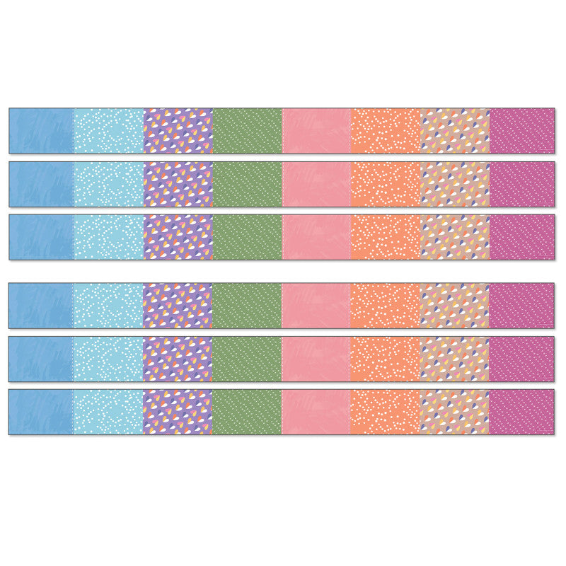 Crafty and Cool Patchwork Straight Bulletin Board Borders, 36 Feet Per Pack, 6 Packs