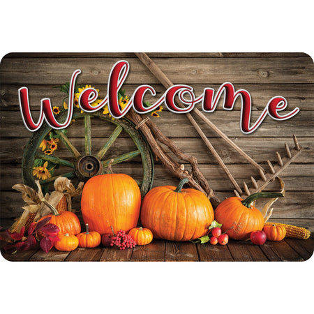 The Original Fun Mat&trade;, Welcome Mat, 15.5" x 23.5", Harvest Wheel Rake Welcome