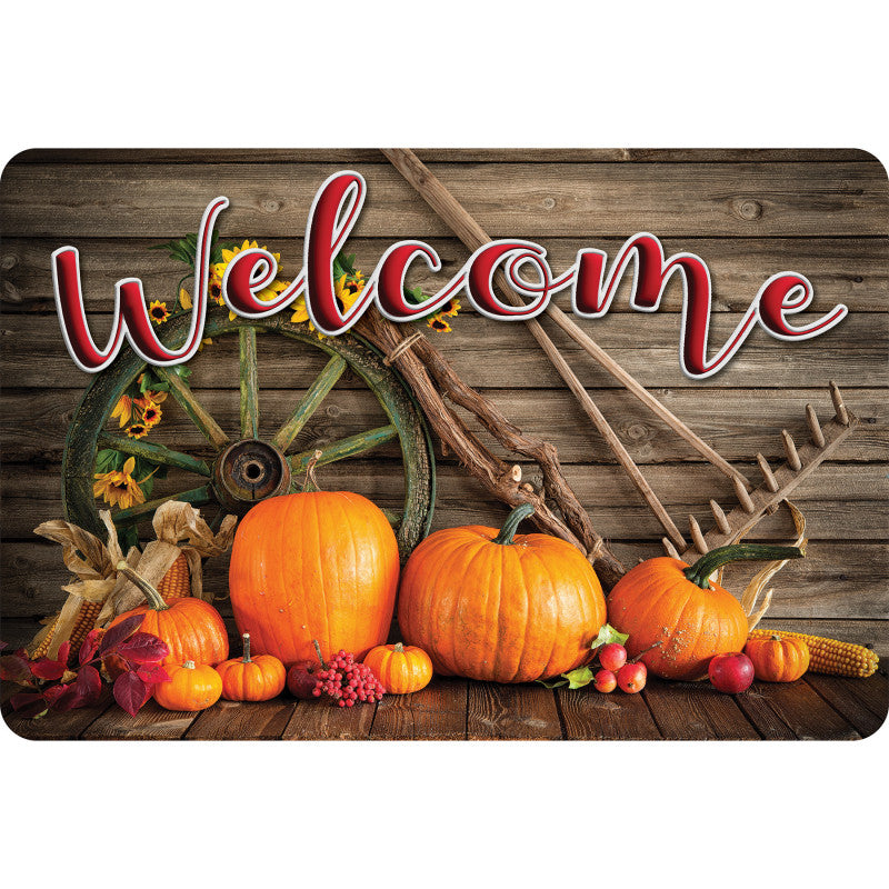 The Original Fun Mat&trade;, Welcome Mat, 15.5" x 23.5", Harvest Wheel Rake Welcome