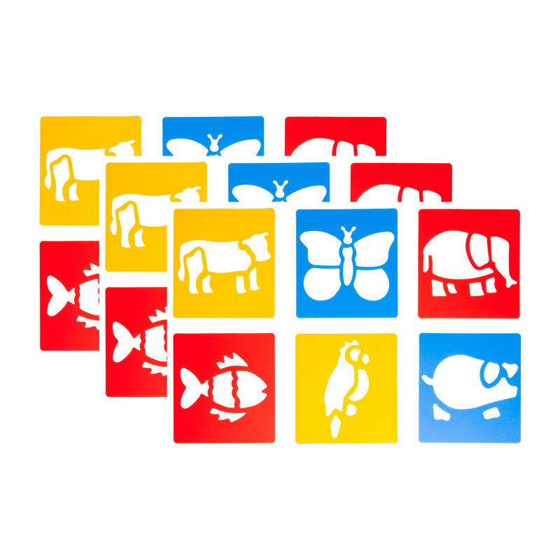 Animal Stencils, Plastic, 6 Count, Pack of 3