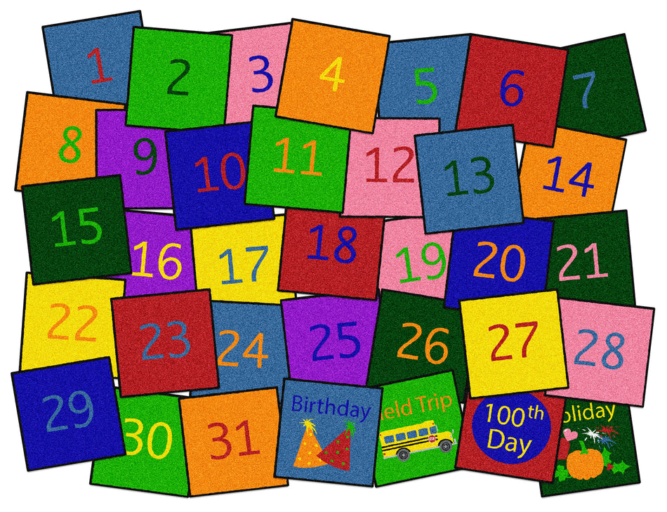 MY MONTHLY CALENDAR SQUARES / SET 35 SQUARE CARPETS 12" x 12"