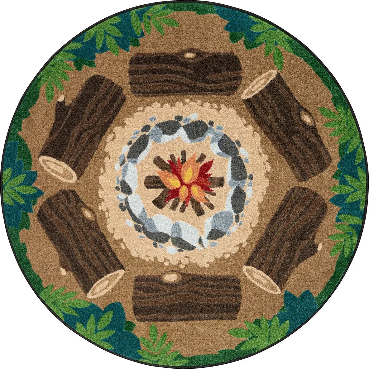 Campfire Fun 7'7" Round area rug in color Multi
