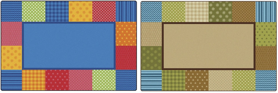 KIDSoft™ Pattern Blocks Rug 4' x 6' Rectangle, Primary Colors CAR1954