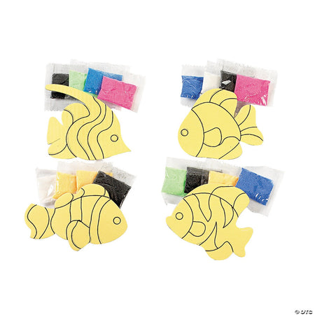 Cardboard Fish Sand Art Magnet Craft Kit - 12 Project Pack