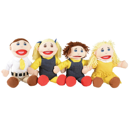"Full Bodied" Open Mouth Hand Puppets - Caucasian Family - Set of 4