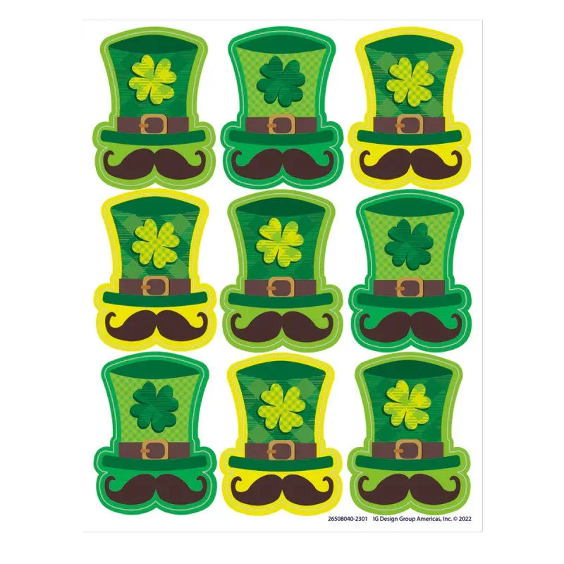 St. Pat's Hats Giant Stickers, Pack of 36
