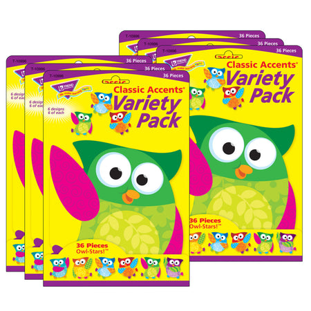Owl-Stars!&reg; Classic Accents&reg; Variety Pack, 36 Per Pack, 3 Packs