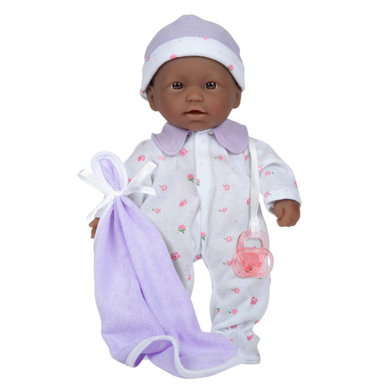 La Baby Soft 11" Baby Doll, Purple with Blanket, African-American