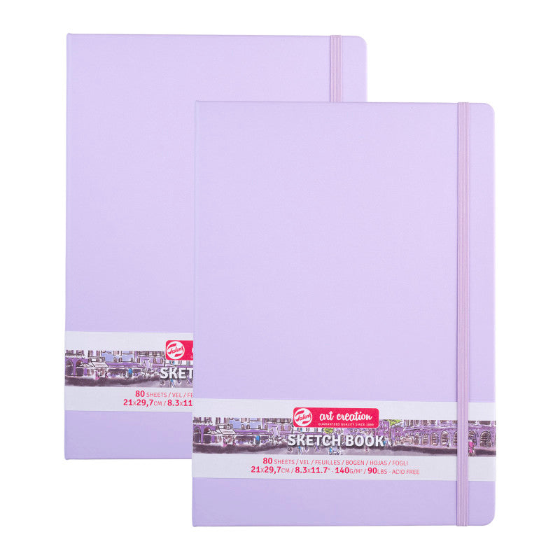 Sketchbook, 80 Sheets, 90lbs, Pastel Violet Cover, 8.3" x 11.7" (A4), Pack of 2