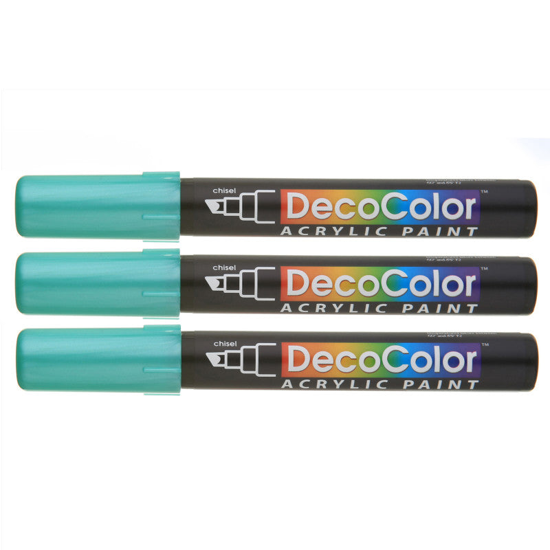 DecoColorÂ® Acrylic Paint Marker, 315-S, Chisel Tip, Metallic Green, Set of 3