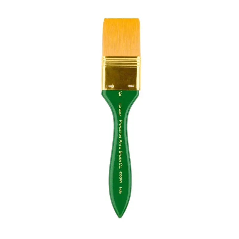 Lauren Flat Wash Brush, Synthetic Bristles, Short Handle Watercolor Paintbrush, Evergreen, Size 1/2 inch, 1 Count