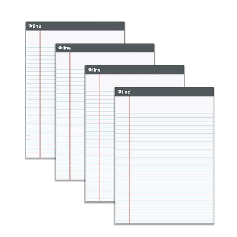 White Legal Pads, 50 Sheets, 8.5" x 11", 4-Pack
