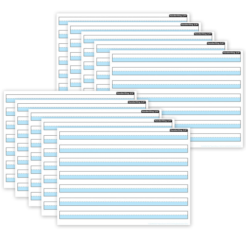 Smart Poly&reg; PosterMat Pals&trade; Space Savers, 13" x 9-1/2", 3/4" Handwriting Highlighted Blue, Pack of 10