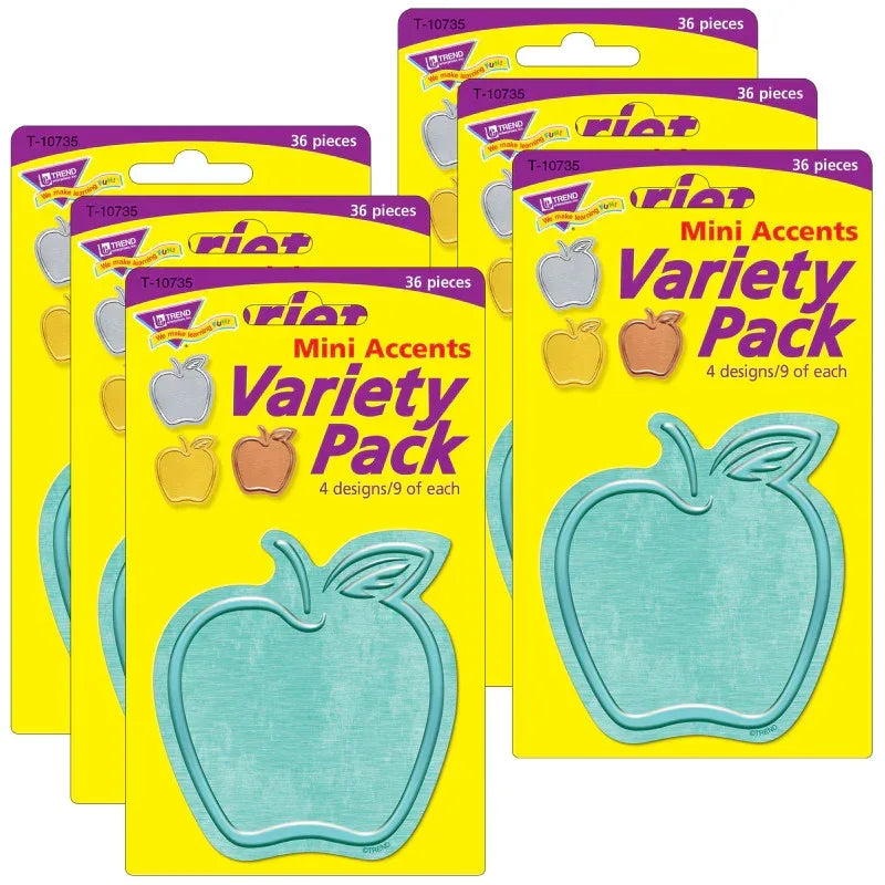 I &hearts; Metal&trade; Apples Mini Accents Variety Pack, 36 Per Pack, 6 Packs