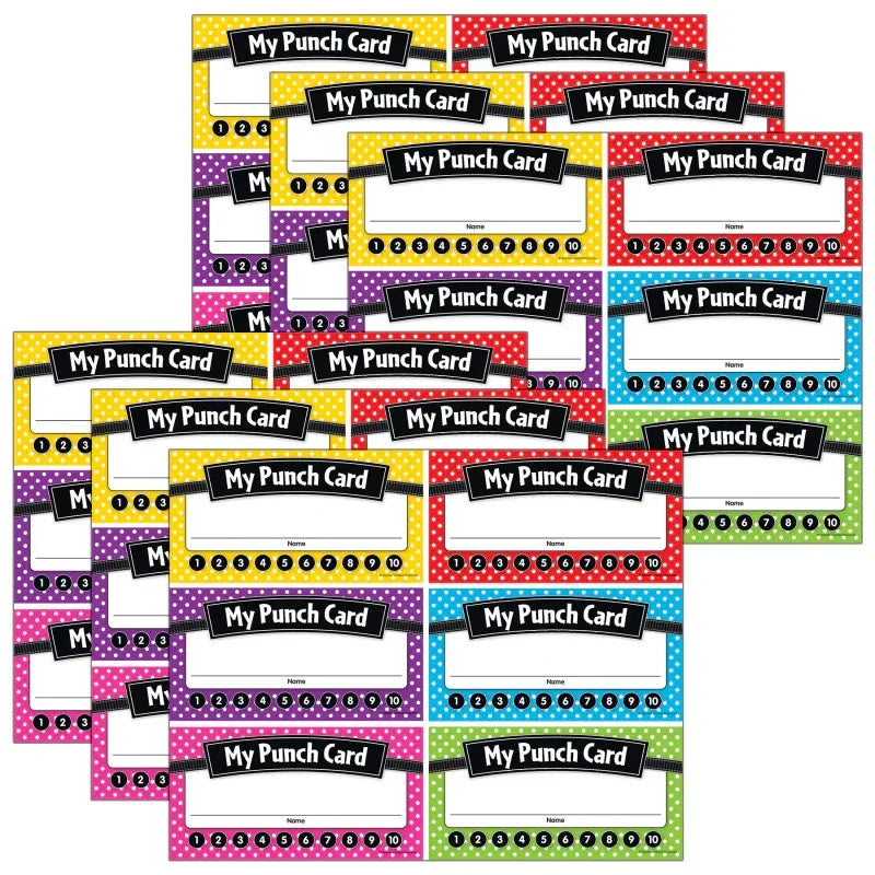 Polka Dots Punch Cards, 60 Per Pack, 6 Packs