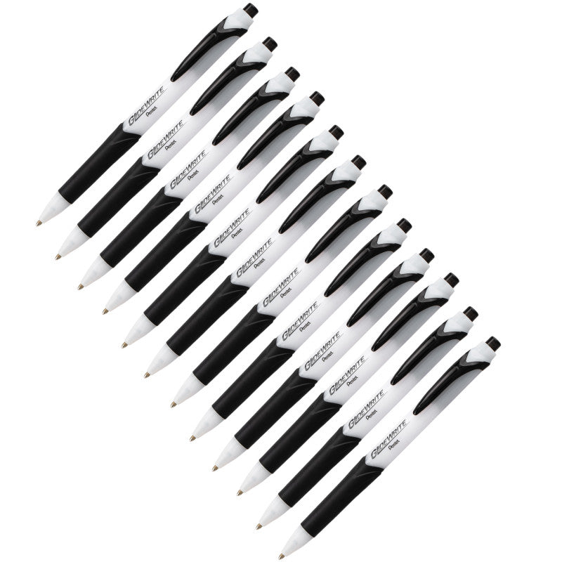 GlideWrite Ballpoint Pen with TechniFlo Ink, (1.0mm) Medium Line, Black, 1 Dozen