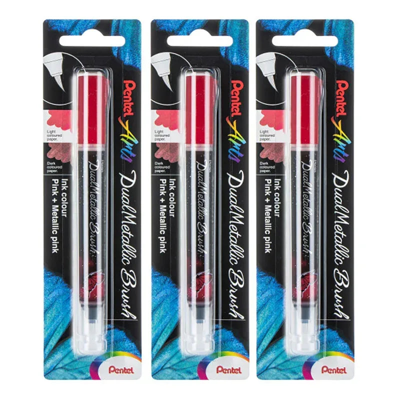 DualMetallic Brush, Pink/Metallic Pink Ink, Pack of 3