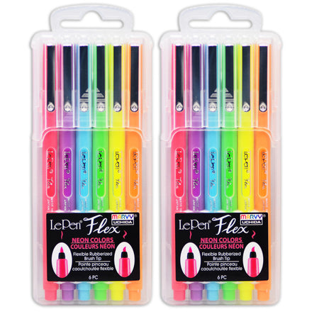 LePen&reg; Flex, 6 Neon Colors Per Pack, 2 Packs