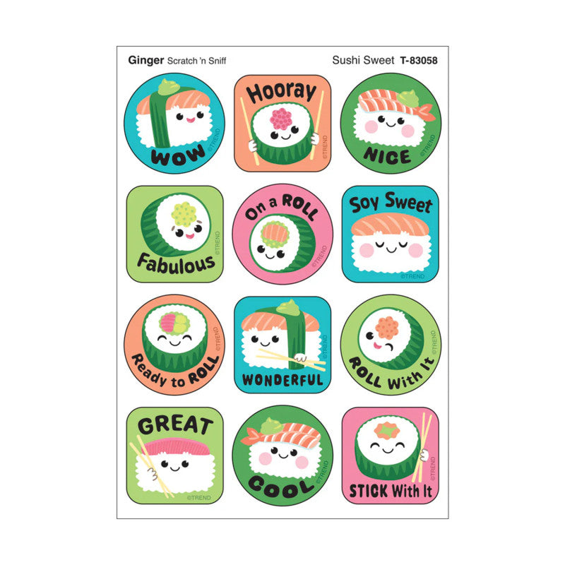 Sushi Sweet, Ginger Scent Scratch 'n Sniff Stinky Stickers&reg;, Pack of 48
