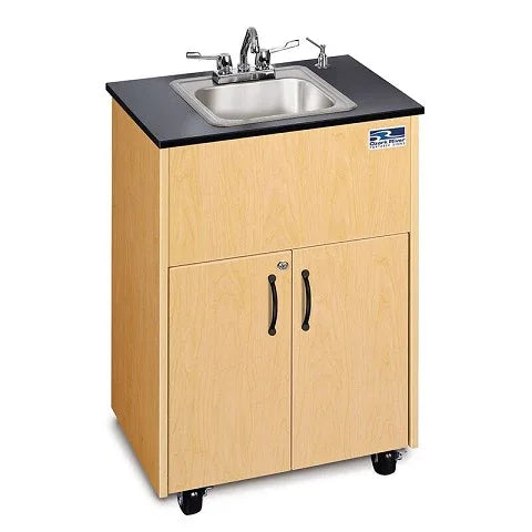 Children and Adults classroom Sink, Maple Cabinet With Stainless Steel Single Basin and Black Counter top