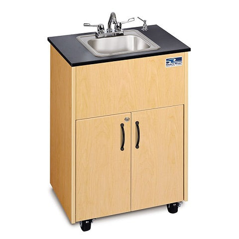 Children and Adults classroom Sink, Maple Cabinet With Stainless Steel Single Basin and Black Counter top