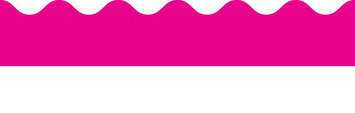 Rolled Scalloped Borders 2-1/4" Wide x 65 feet roll - Hot Pink (Carson Dellosa 108470)