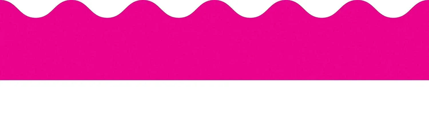 Rolled Scalloped Borders 2-1/4" Wide x 65 feet roll - Hot Pink (Carson Dellosa 108470)