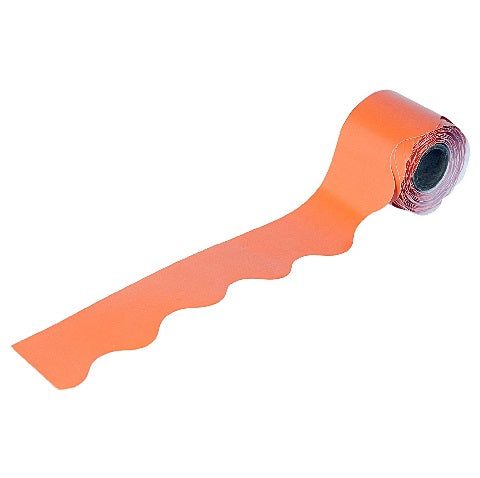 Rolled Scalloped Borders 2-1/4" Wide x 65 feet roll - Orange (Carson Dellosa 108466)