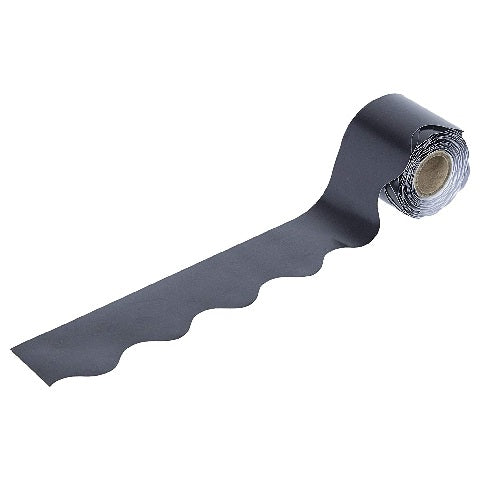 Rolled Scalloped Borders, 2-1/4" Wide x 65 feet roll - Black (Carson Dellosa 108472)