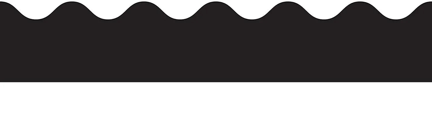 Rolled Scalloped Borders, 2-1/4" Wide x 65 feet roll - Black (Carson Dellosa 108472)
