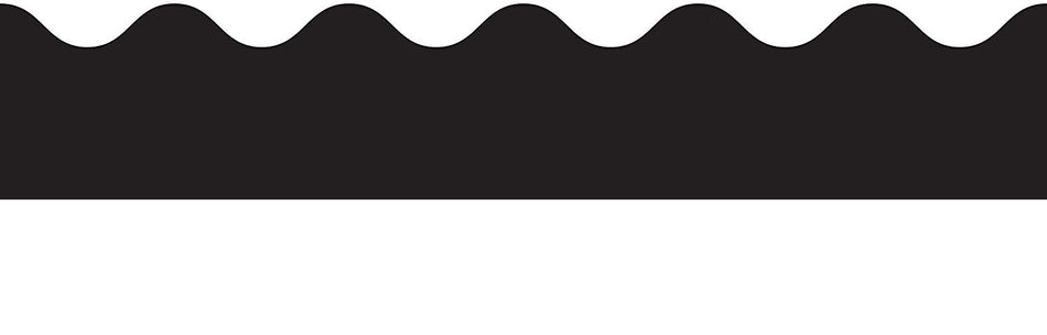 Rolled Scalloped Borders, 2-1/4" Wide x 65 feet roll - Black (Carson Dellosa 108472)