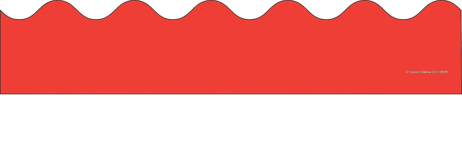 Rolled Scalloped Borders 2-1/4" Wide x 65 feet roll - Red (Carson Dellosa 108465)