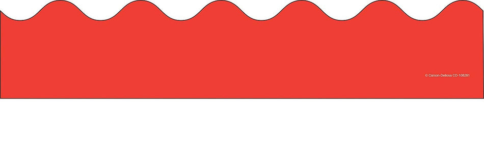 Rolled Scalloped Borders 2-1/4" Wide x 65 feet roll - Red (Carson Dellosa 108465)