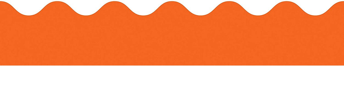 Rolled Scalloped Borders 2-1/4" Wide x 65 feet roll - Orange (Carson Dellosa 108466)